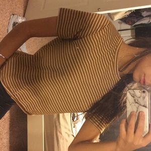 Striped mustard color short sleeve top